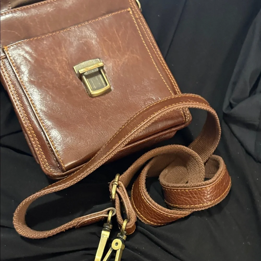 Etrier men's shoulder bag cognac, brown Leather Messenger Bag